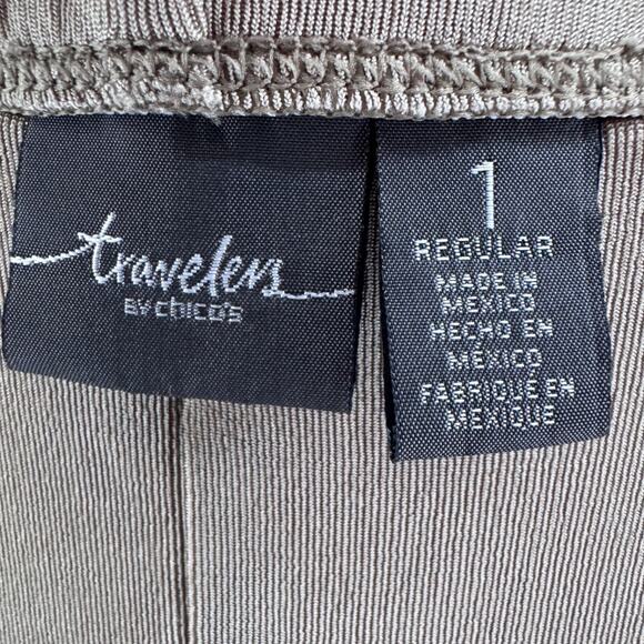 Chicos Travelers Pants 1R 8-M Brown Pull on Elastic Waist Straight Leg High Rise - Picture 2 of 14